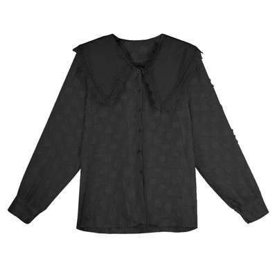 Bluză de damă modernă cu nasturi în negru și bej