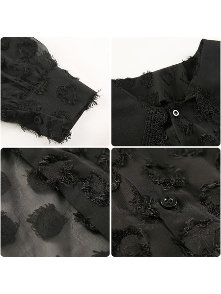 Bluză de damă modernă cu nasturi în negru și bej