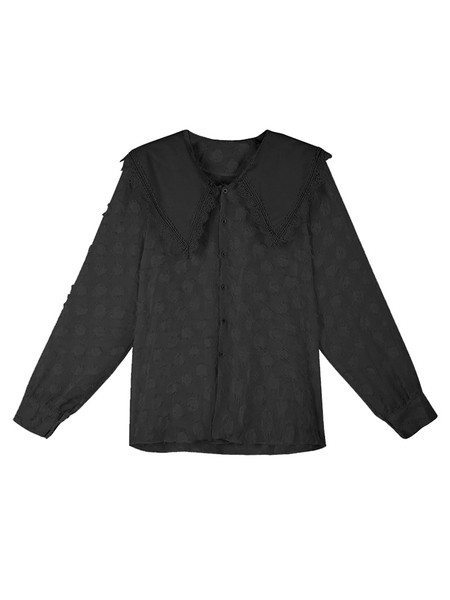 Bluză de damă modernă cu nasturi în negru și bej