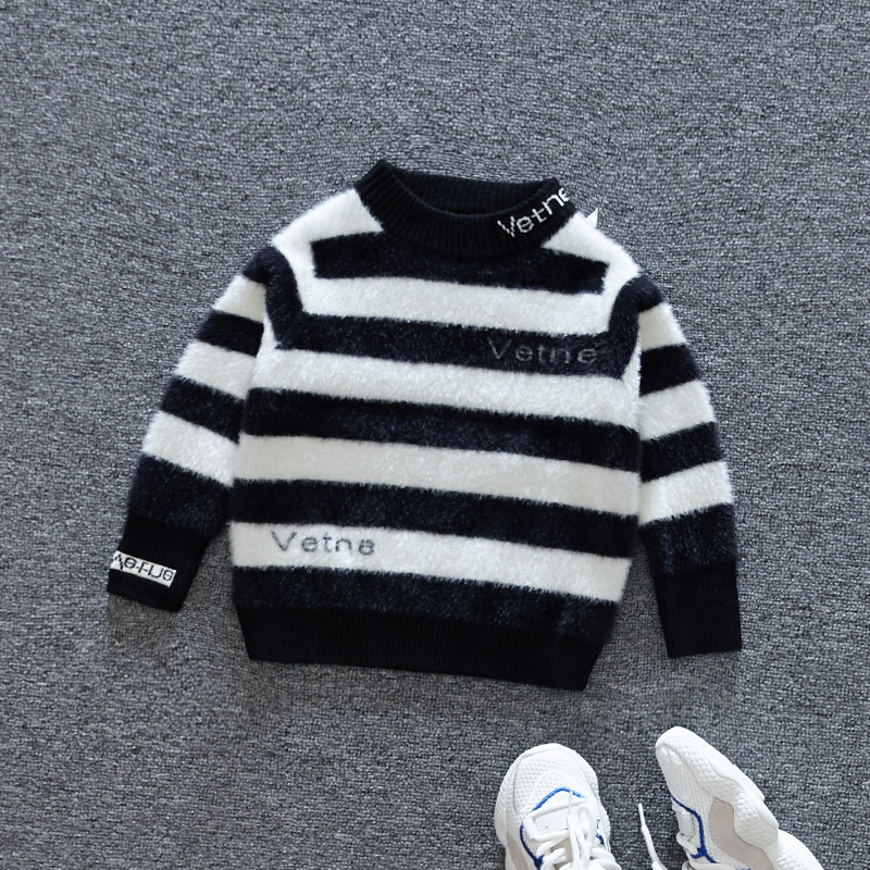 Csíkos gyerekpulóver két színben fiúknak