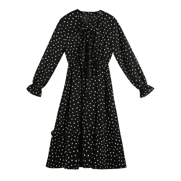 Pöttyös női hosszú ruha fekete, fehér és piros színekben