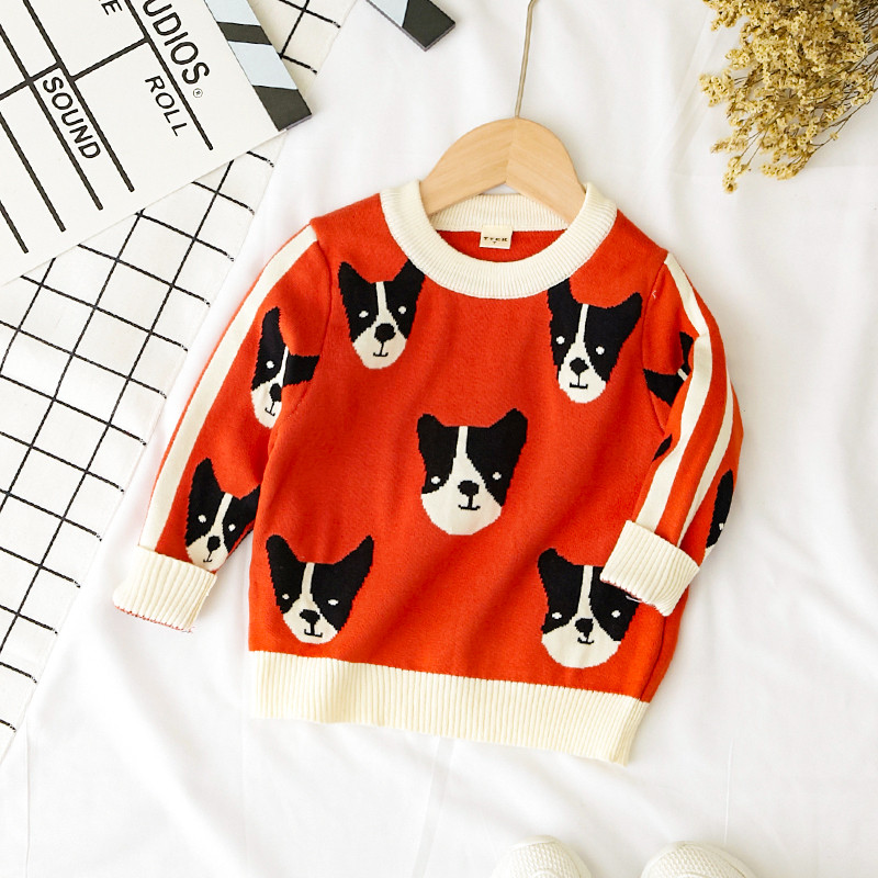 Pulover modern pentru copii in albastru si portocaliu pentru baieti