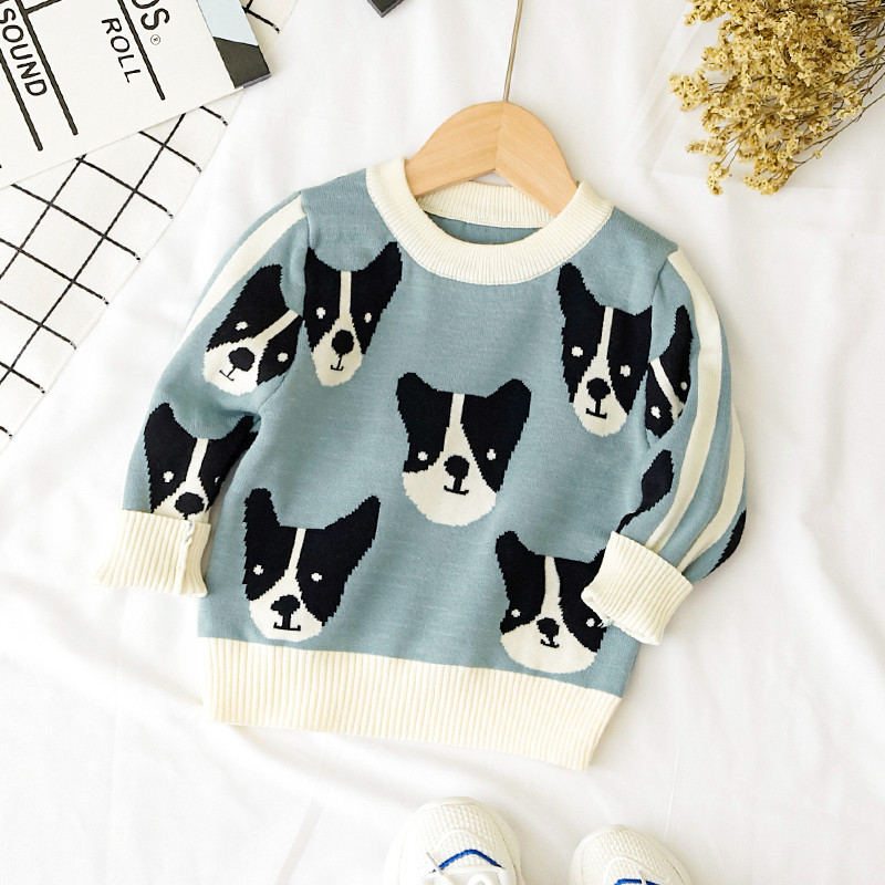 Pulover modern pentru copii in albastru si portocaliu pentru baieti