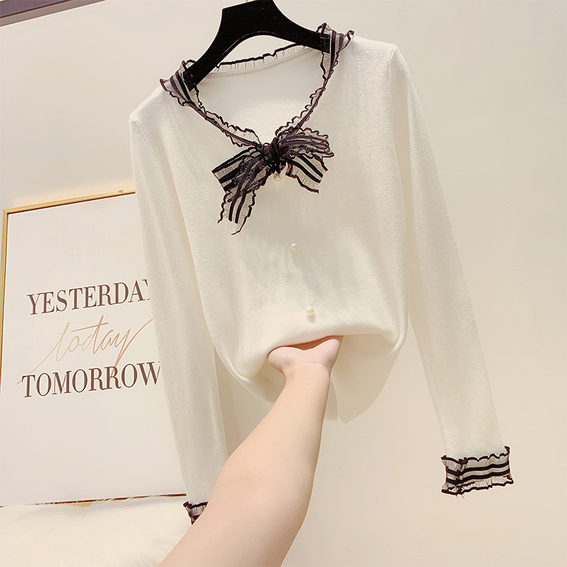 Bluză de damă modernă cu panglică în patru culori