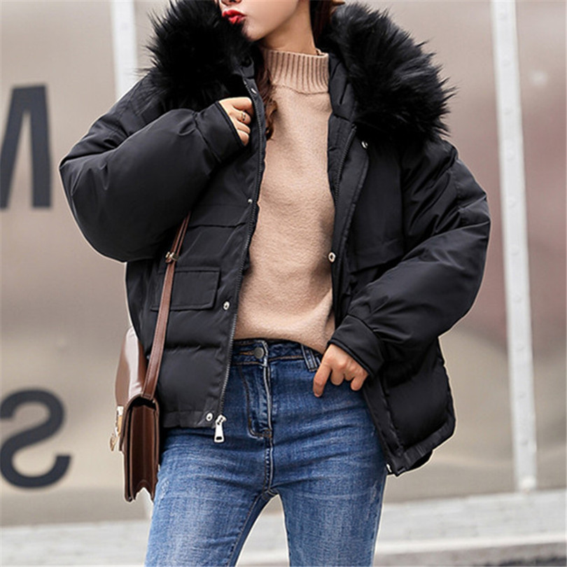 Γυναικείο χειμερινό φαρδύ μπουφάν με κουκούλα