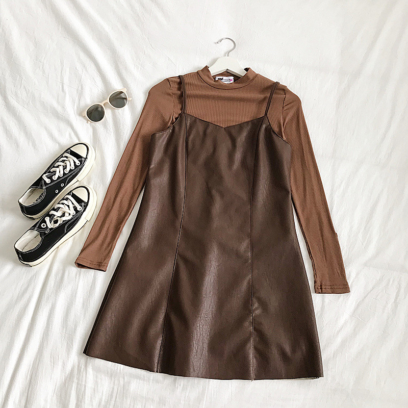 Γυναικείο σετ από φόρεμα και μπλούζα σε τρία χρώματα