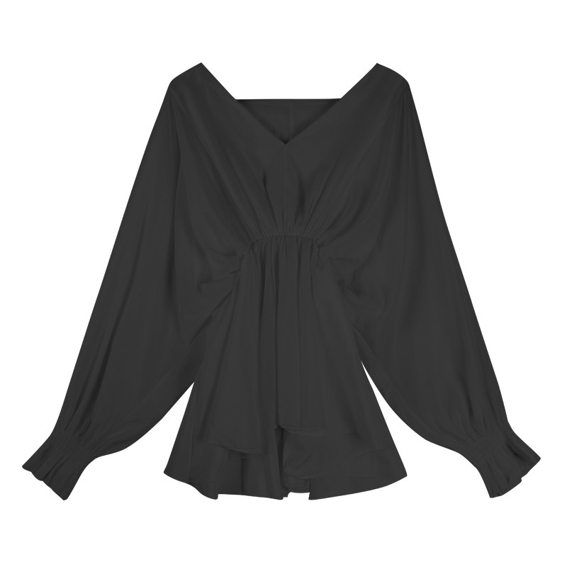 Model elegant de bluză de damă cu croiala alb, negru și gri