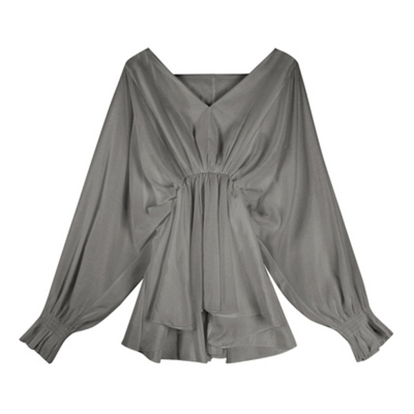 Model elegant de bluză de damă cu croiala alb, negru și gri