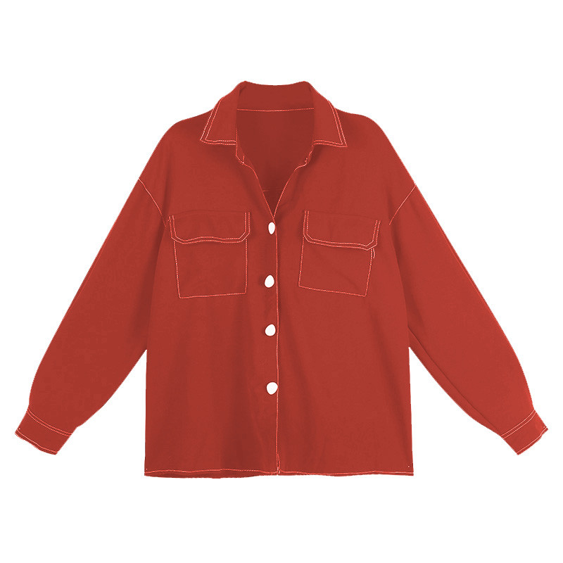 Modern női ing klasszikus gallérral fekete, piros és fehér színekben