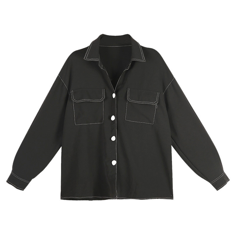 Modern női ing klasszikus gallérral fekete, piros és fehér színekben