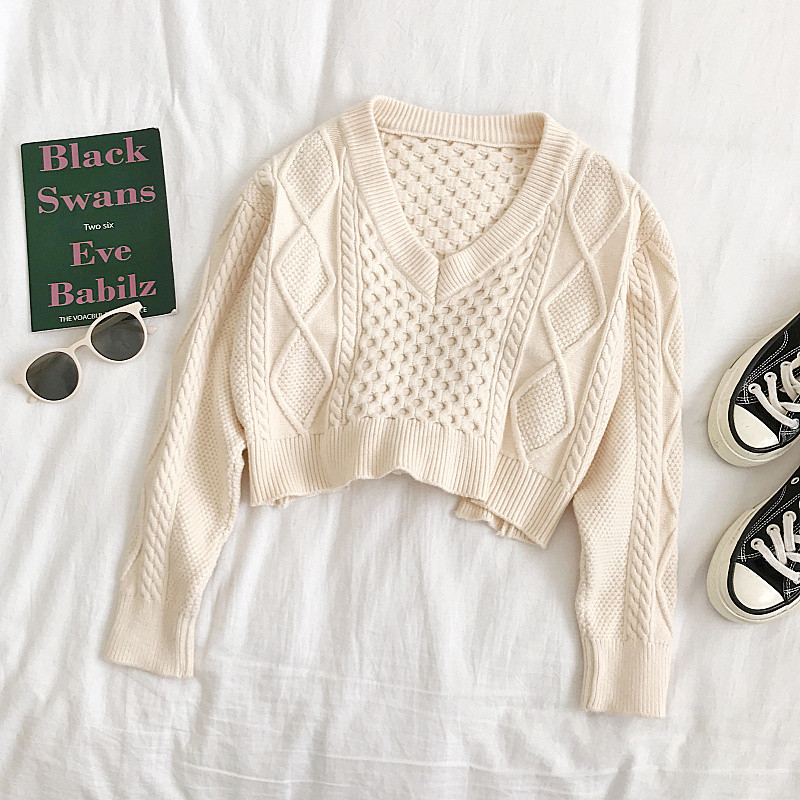 Pulover de dama modern cu decolteu spitz si cravate in trei culori