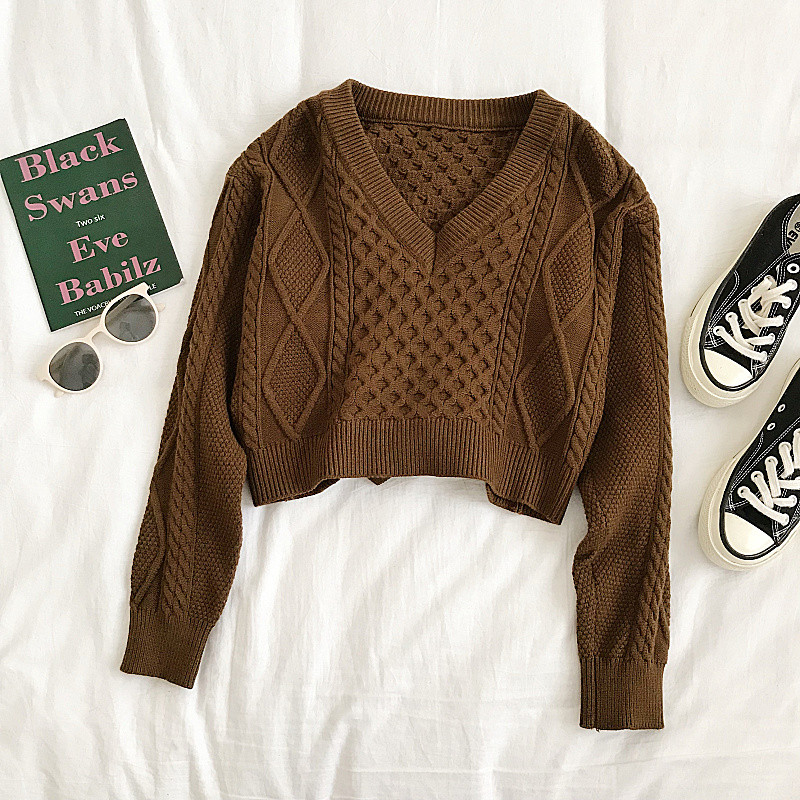 Pulover de dama modern cu decolteu spitz si cravate in trei culori