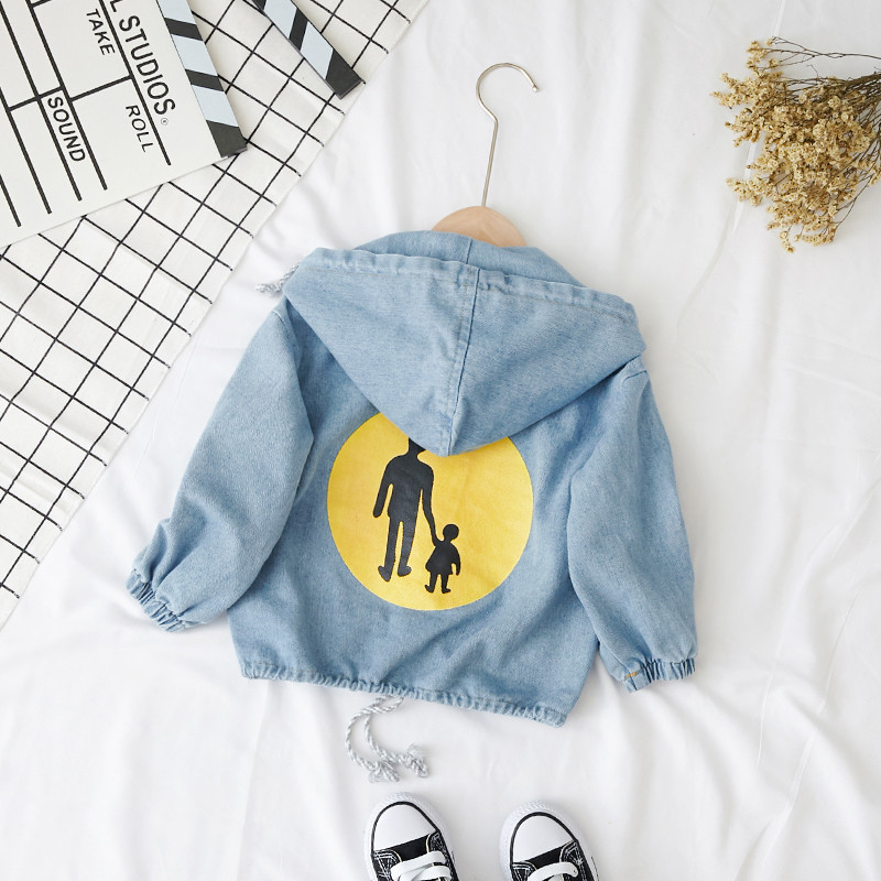 Geaca de blugi pentru baieti pentru copii in albastru cu aplicatie