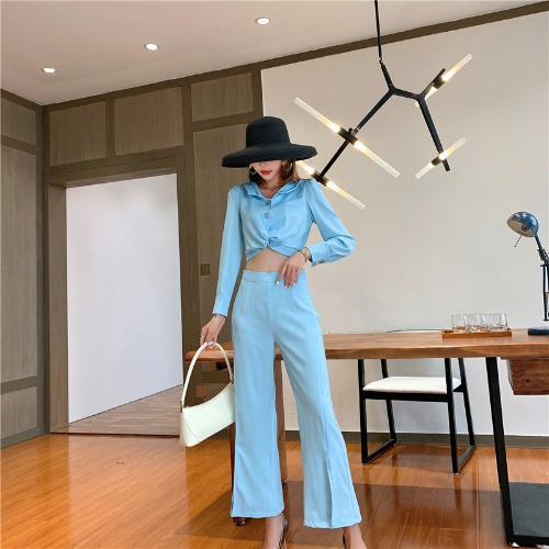 Set dama de camasa scurta si pantaloni lungi