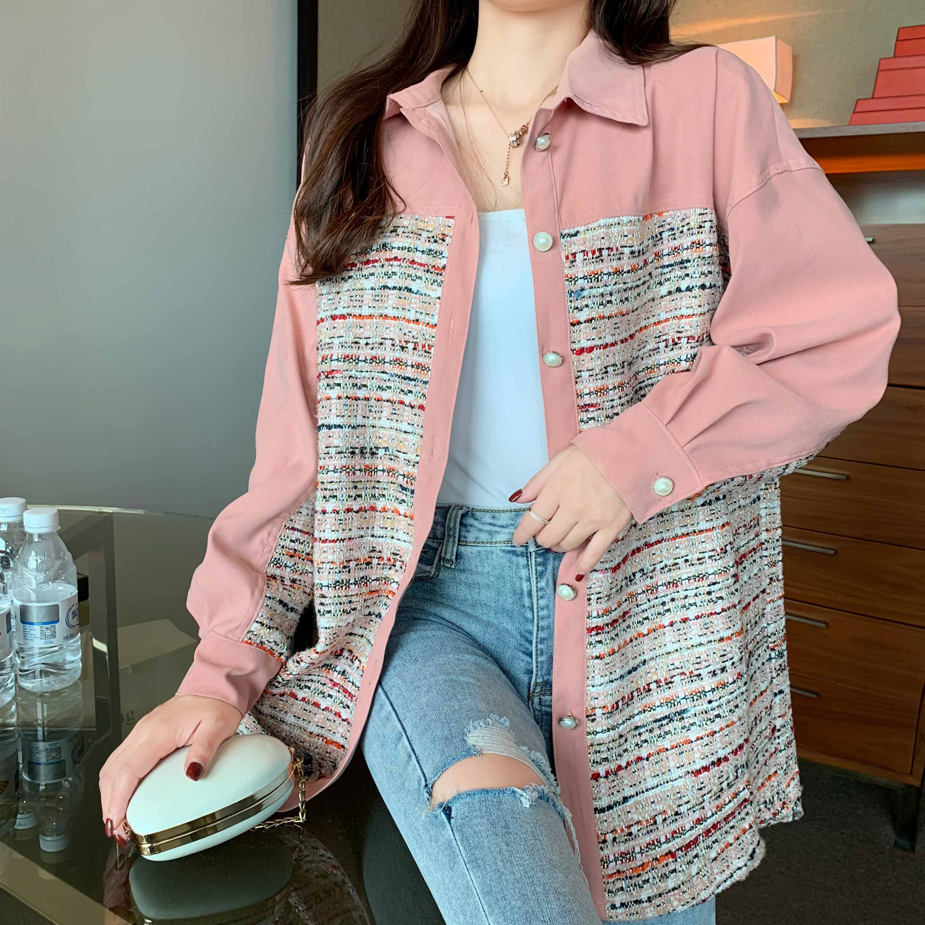 Model nou camasa de dama moderna model lat in culoare roz