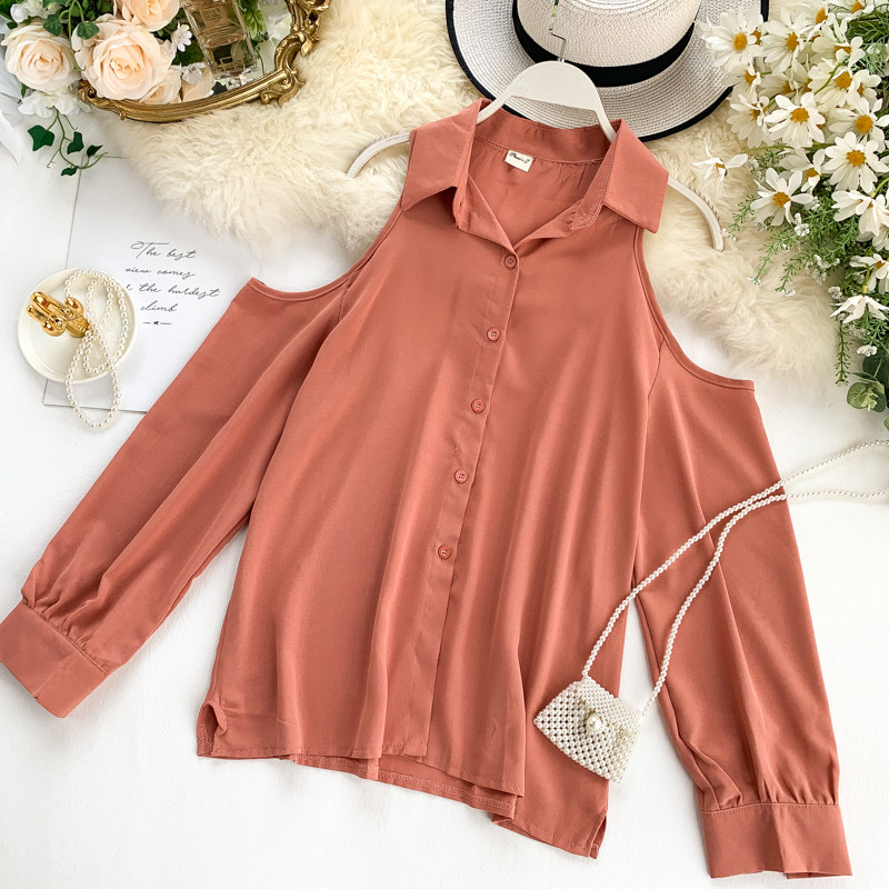 Cămașă de damă cu umerii goi și guler în mai multe culori