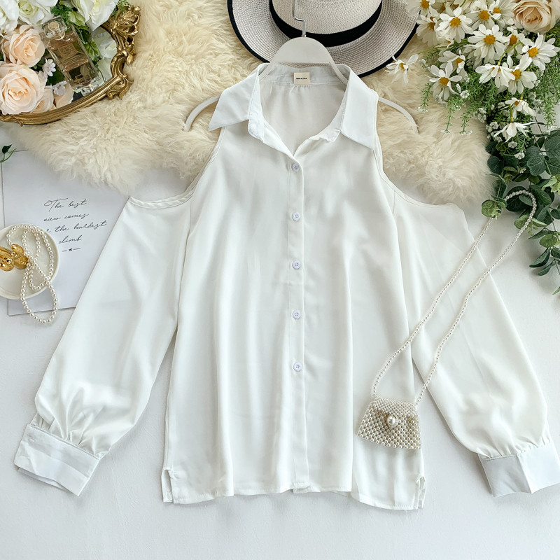 Cămașă de damă cu umerii goi și guler în mai multe culori