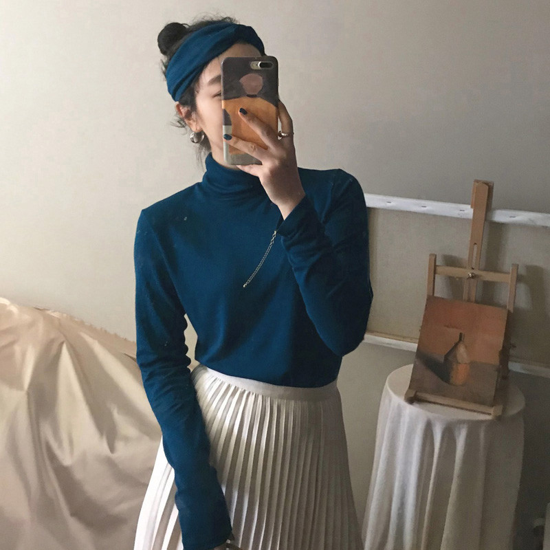 Bluza casual dama in patru culori cu guler inalt