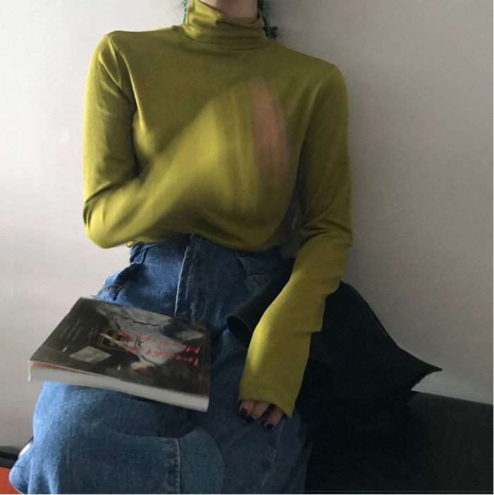 Bluza casual dama in patru culori cu guler inalt