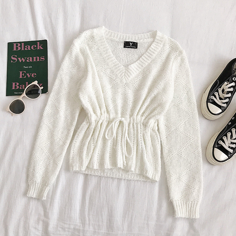 Bluză de damă modernă cu decolteu spitz și cravate în mai multe culori