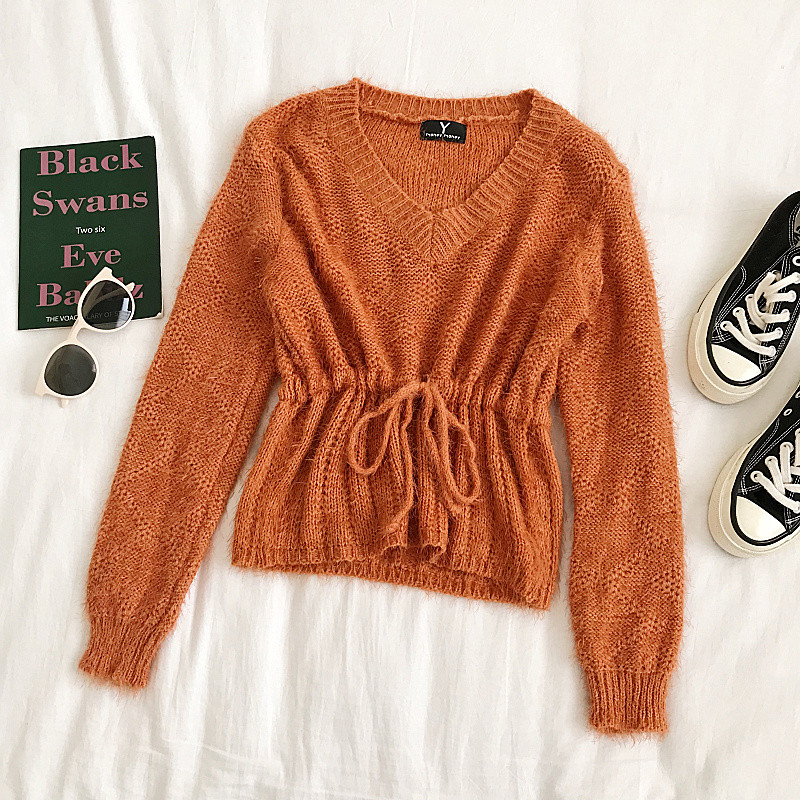 Bluză de damă modernă cu decolteu spitz și cravate în mai multe culori