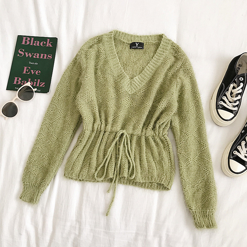 Bluză de damă modernă cu decolteu spitz și cravate în mai multe culori