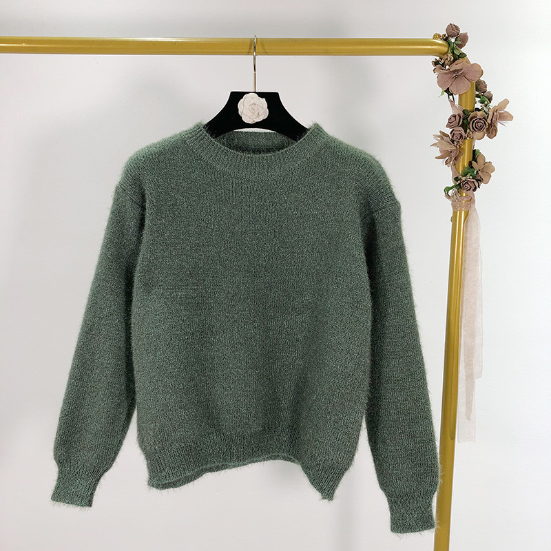 Pulover gros de dama cu decolteu oval si maneci lungi in trei culori