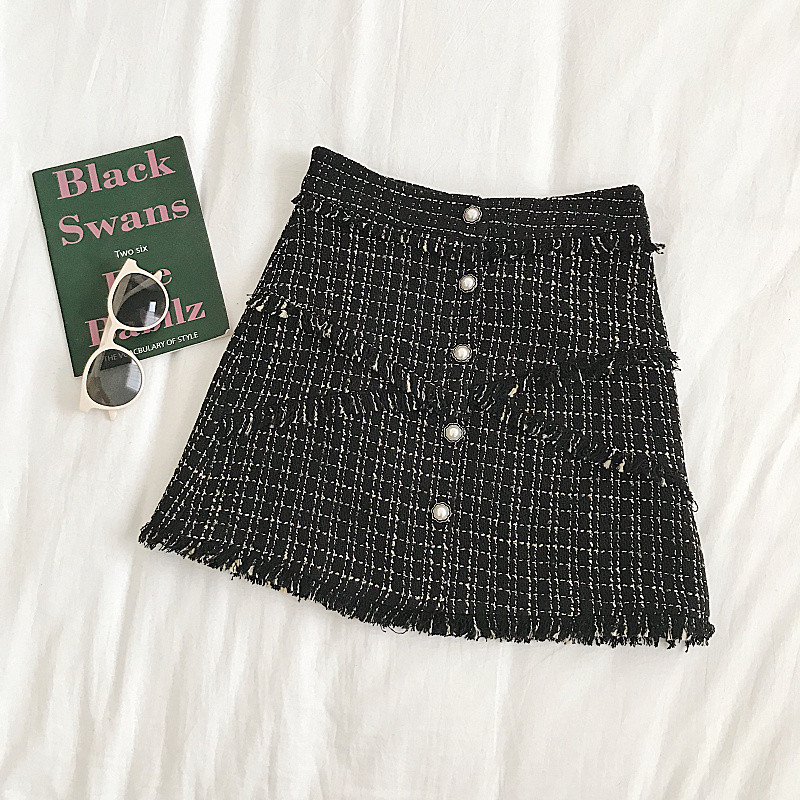 Fusta casual dama cu talie inalta si nasturi in doua culori