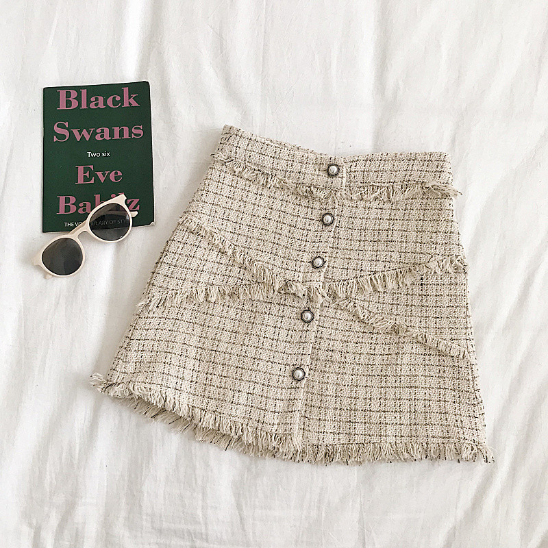 Fusta casual dama cu talie inalta si nasturi in doua culori