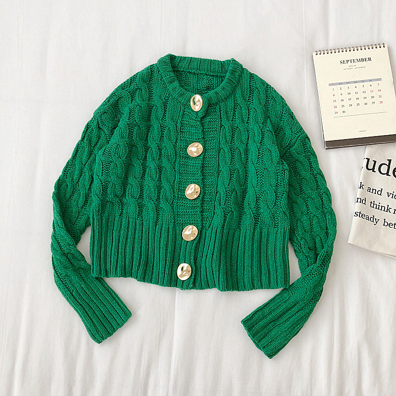 Modern női mellény zöld, bézs és rózsaszín gombokkal