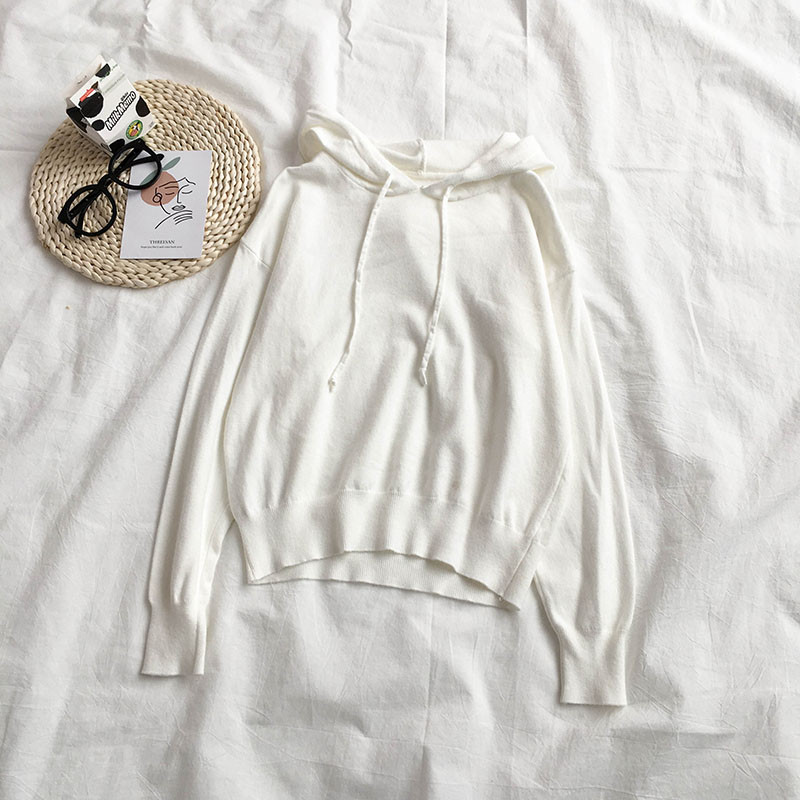 Bluza de dama alb-negru cu gluga si cravate