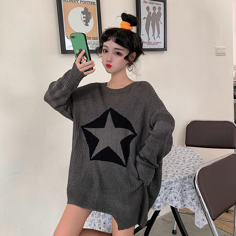 Pulover casual dama in gri si negru