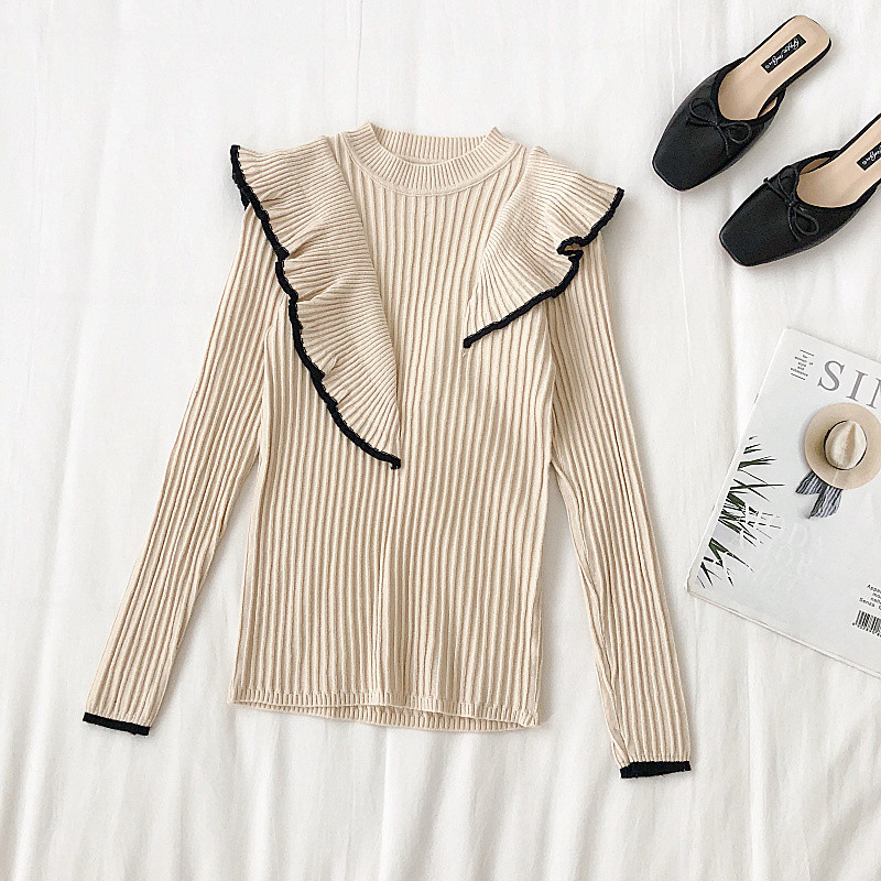 Bluză casual de damă cu decolteu O și mâneci lungi în trei culori