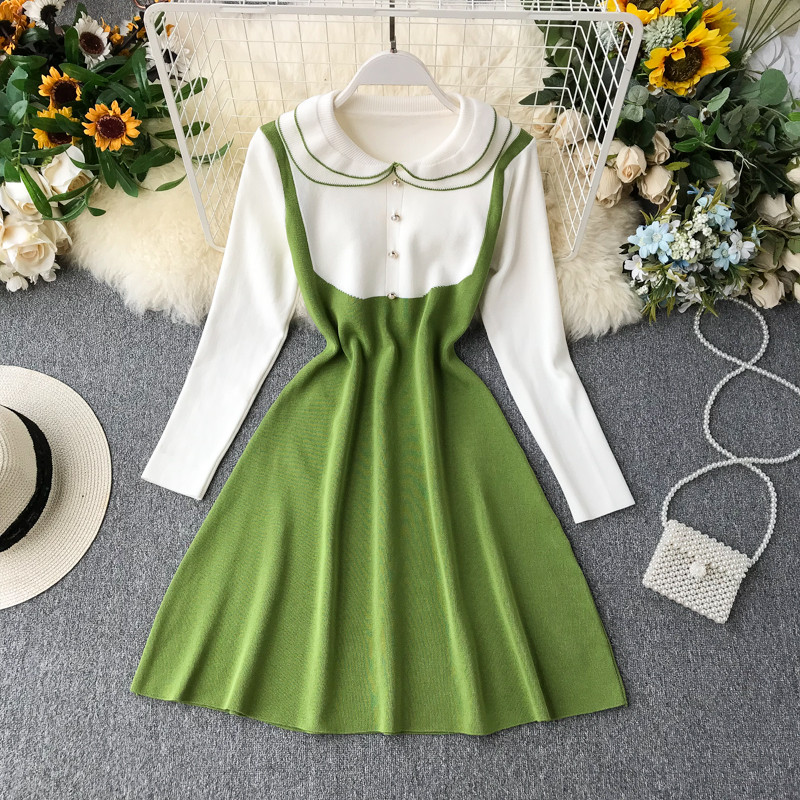 Rochie moderna de dama cu nasturi si maneci lungi in trei culori