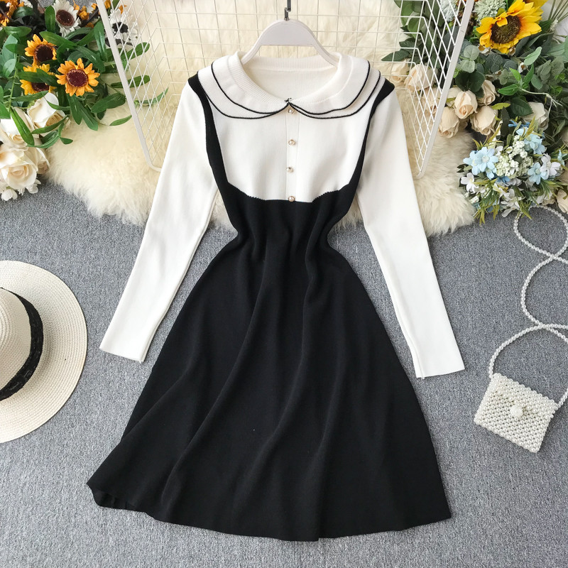 Rochie moderna de dama cu nasturi si maneci lungi in trei culori