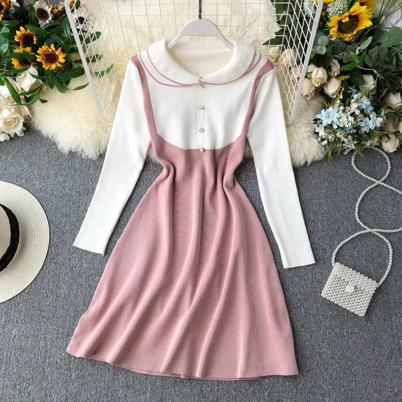 Rochie moderna de dama cu nasturi si maneci lungi in trei culori