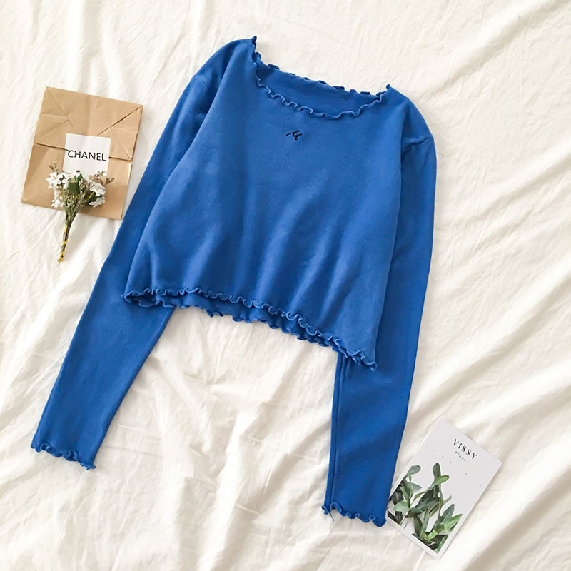 Bluză scurtă de damă cu decolteu O în patru culori