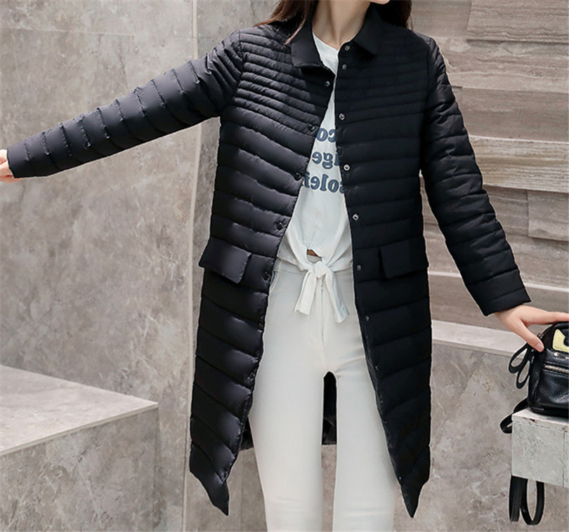 Geaca de toamna lunga de dama moderna cu nasturi in mai multe culori