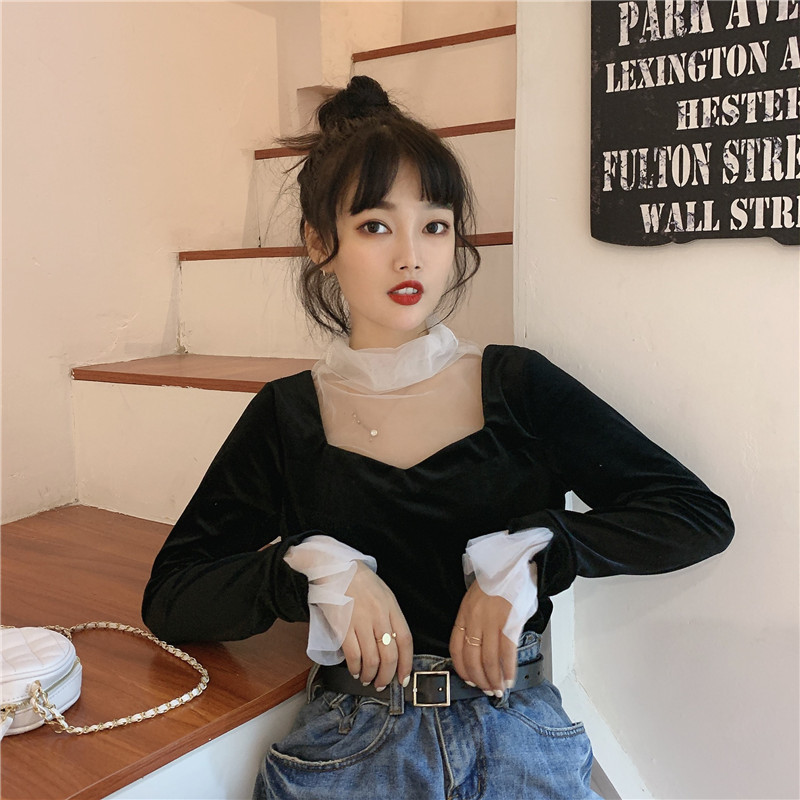 Bluza casual dama in doua culori cu tul