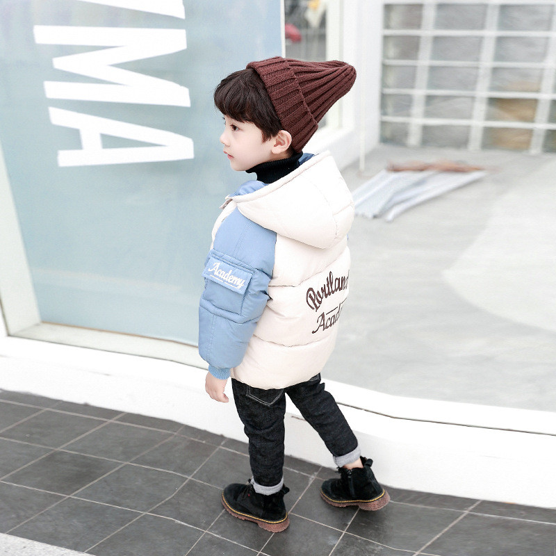 Geaca de iarna pentru copii model nou modern cu gluga in doua culori