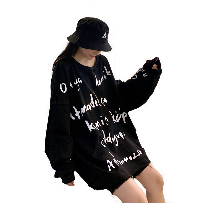 Bluză casual de damă cu inscripție gri și negru