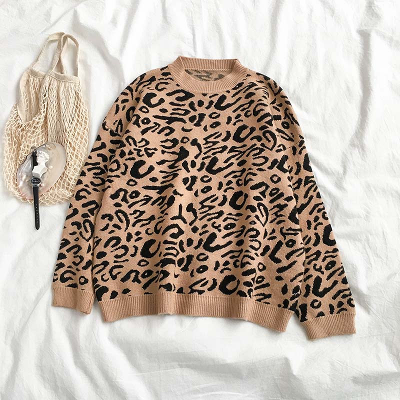 Pulover de dama modern in trei culori cu model leopard