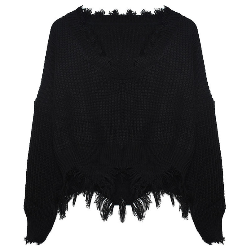 Pulover de dama modern cu decolteu adanc si franjuri in mai multe culori