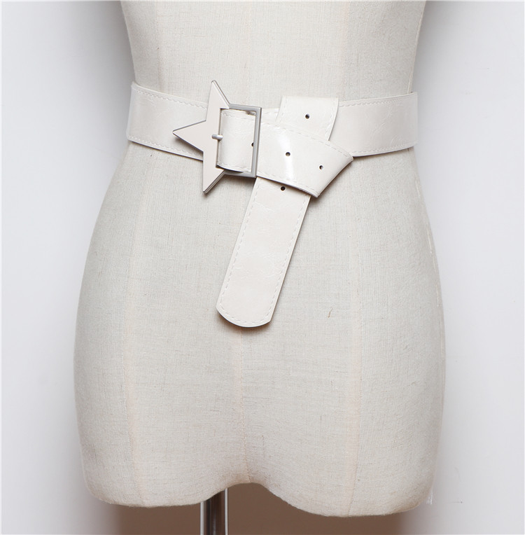 Curea de dama din piele ecologica in negru, alb si verde