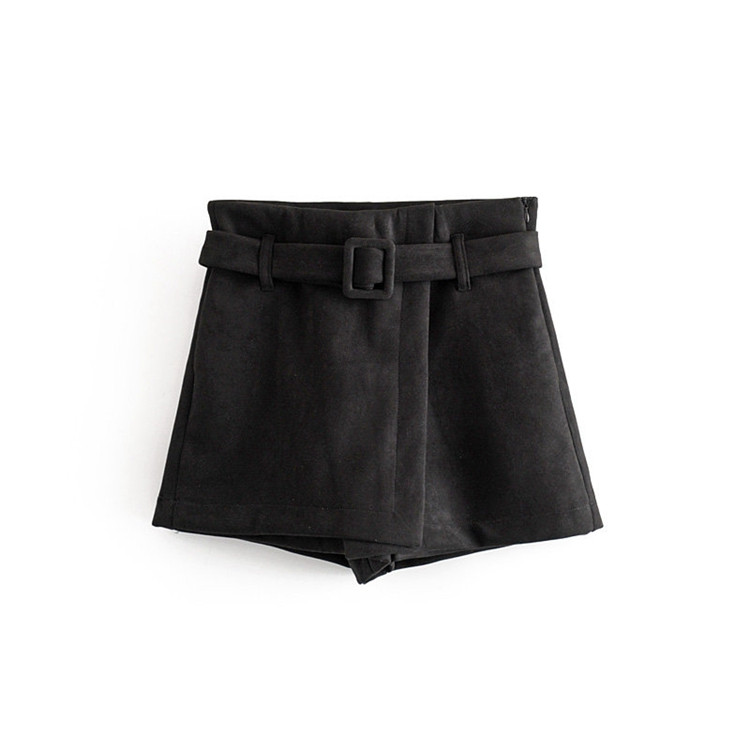 Fusta-pantaloni scurti asimetrici cu curea in doua culori