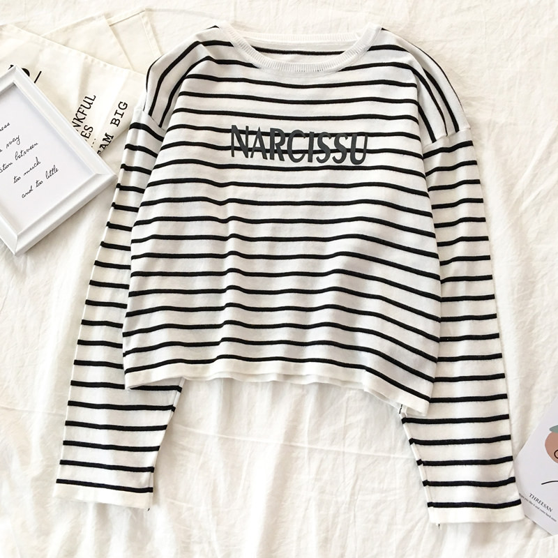 Bluză de damă cu dungi în patru culori cu inscripție