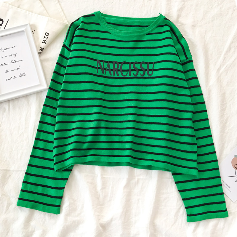 Bluză de damă cu dungi în patru culori cu inscripție