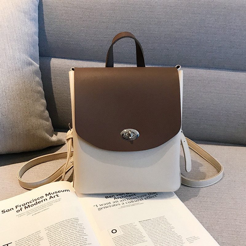 Rucsac elegant de damă din piele, cu închidere metalică