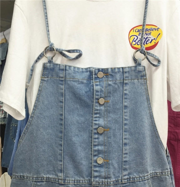 Salopetă casual de damă din denim de culoare albastră