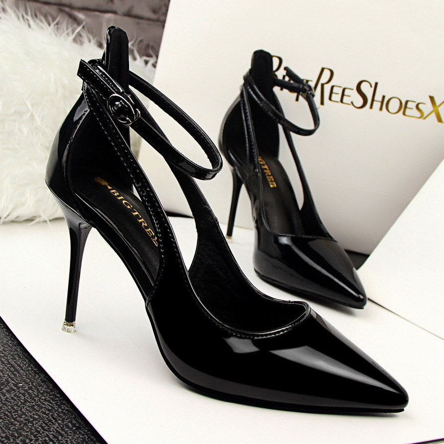 Pantofi eleganti de dama cu toc inalt cu catarama in mai multe culori